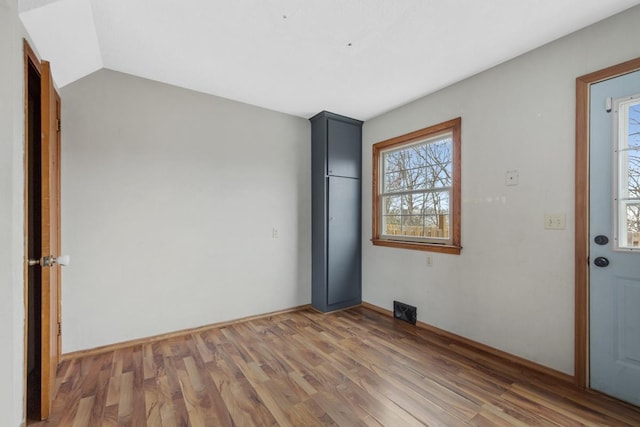 interior space with lofted ceiling and wood-type flooring