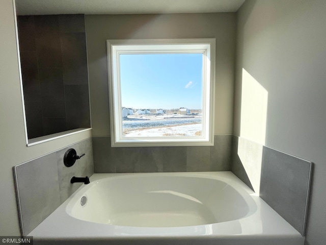 bathroom with plenty of natural light and a tub to relax in