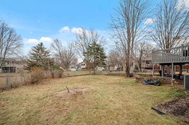 view of yard with a wooden deck