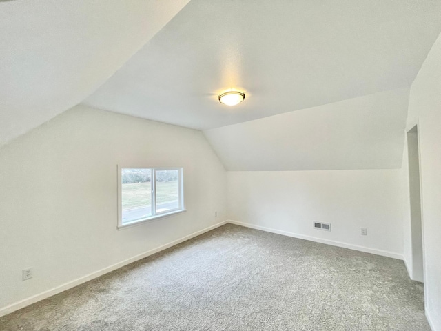 additional living space featuring carpet flooring and lofted ceiling