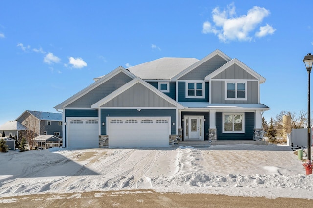 craftsman inspired home featuring a garage