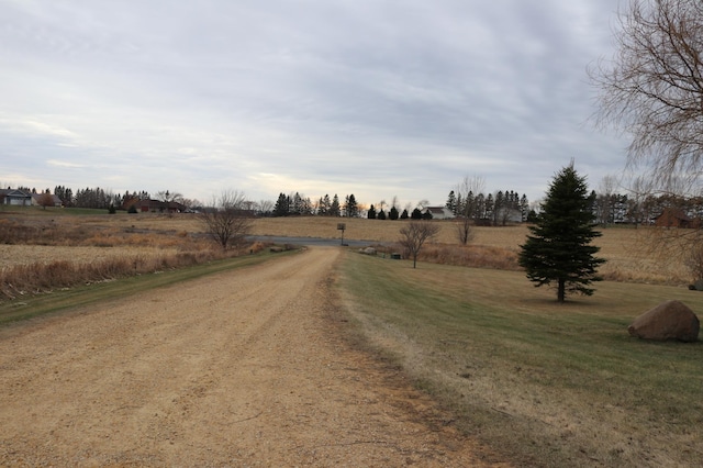 view of road with a rural view