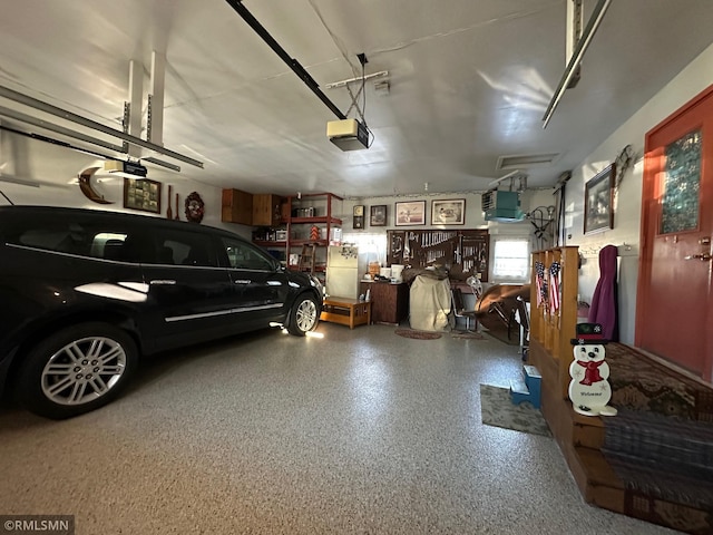 garage with a garage door opener