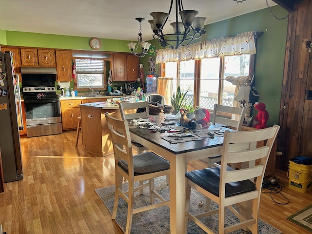 19162 Coho Loop NE, Blackduck, MN 56647 - dining space featuring a chandelier and light wood-type flooring