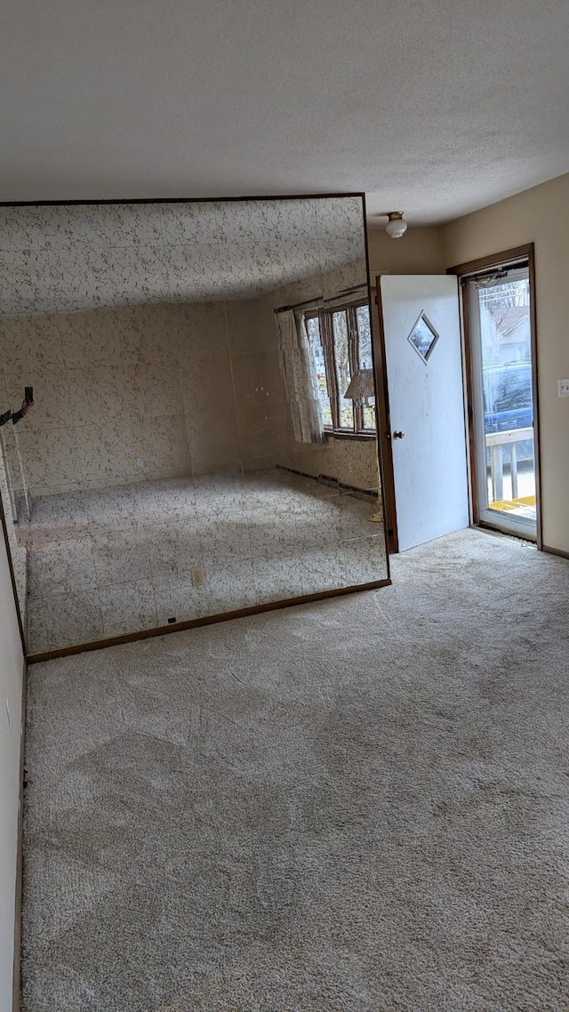 spare room with carpet flooring and a textured ceiling