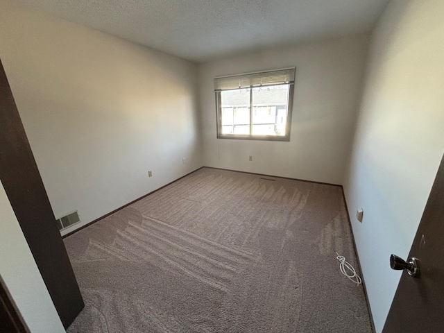 empty room with carpet floors and a textured ceiling