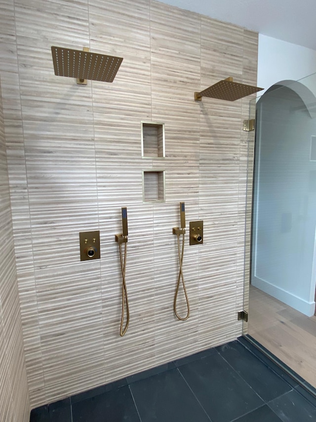 3702 Planting Grn, Stillwater, MN 55082 - full bath with tiled shower, tile patterned flooring, and tile walls