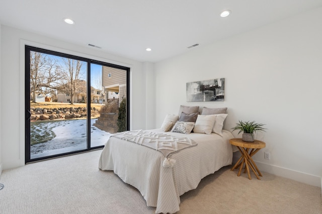 3702 Planting Grn, Stillwater, MN 55082 - bedroom featuring access to outside, light colored carpet, and recessed lighting