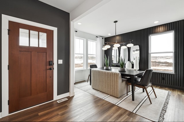 dining area featuring hardwood / wood-style flooring