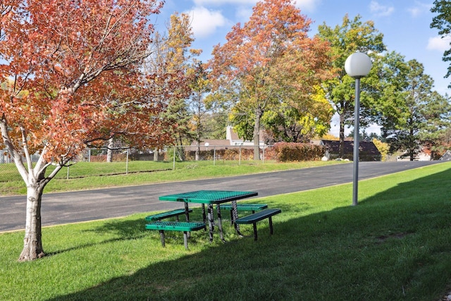 view of community featuring a yard