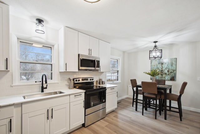 kitchen featuring sink, white cabinets, and appliances with stainless steel finishes