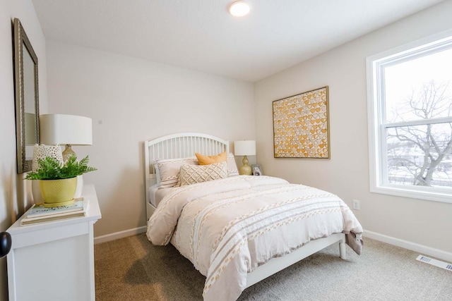 carpeted bedroom with multiple windows