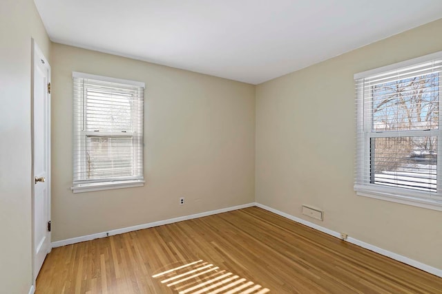 empty room featuring a wealth of natural light and wood-type flooring