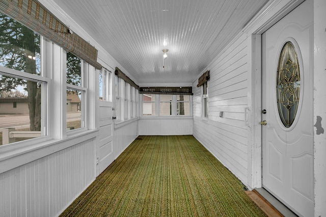 view of unfurnished sunroom