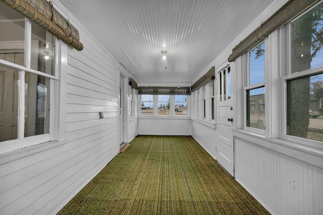 view of unfurnished sunroom