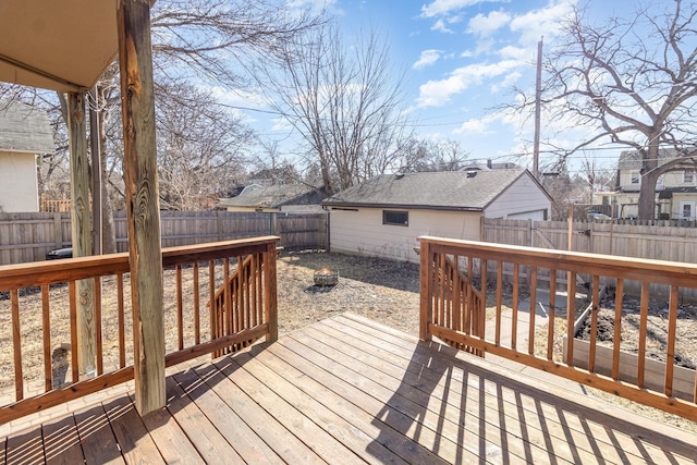 wooden deck featuring a fenced backyard