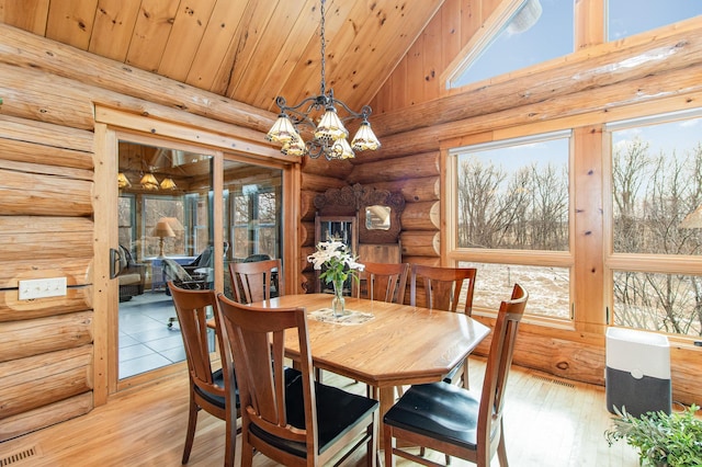 dining space featuring a notable chandelier, plenty of natural light, and light wood-type flooring