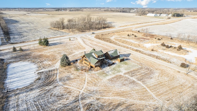 birds eye view of property featuring a rural view