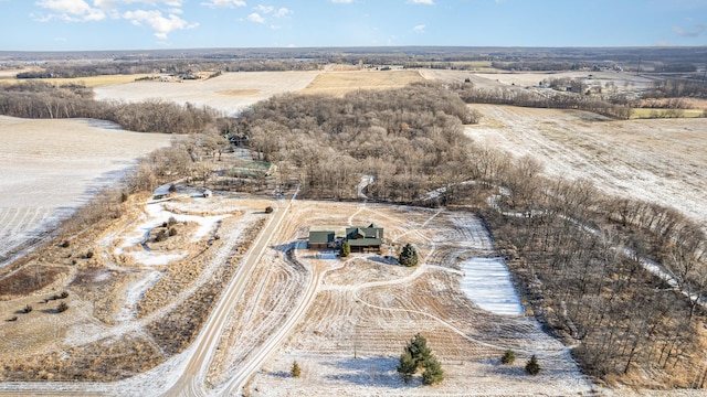 birds eye view of property featuring a rural view