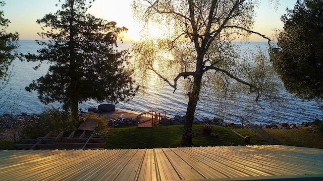 6502 Birch Beach Dr NW, Williams, MN 56686 - wooden terrace featuring a water view