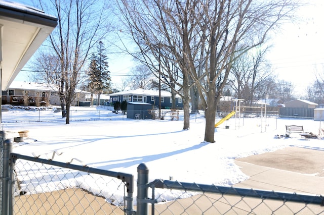 view of snowy yard