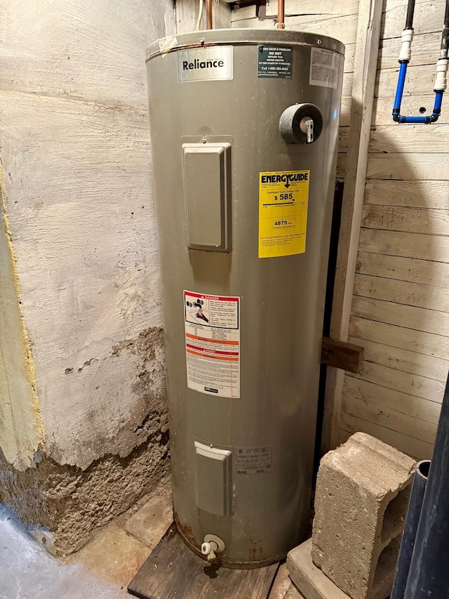 utility room featuring water heater