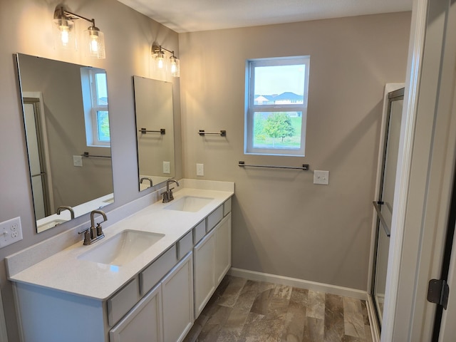 bathroom with hardwood / wood-style floors and vanity