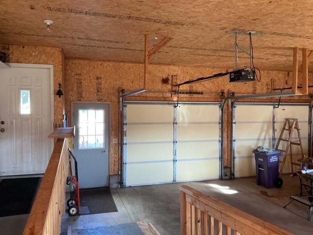 garage with a garage door opener