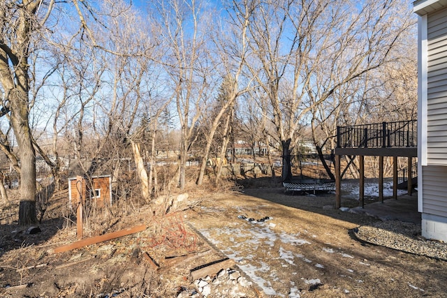 view of yard featuring a trampoline