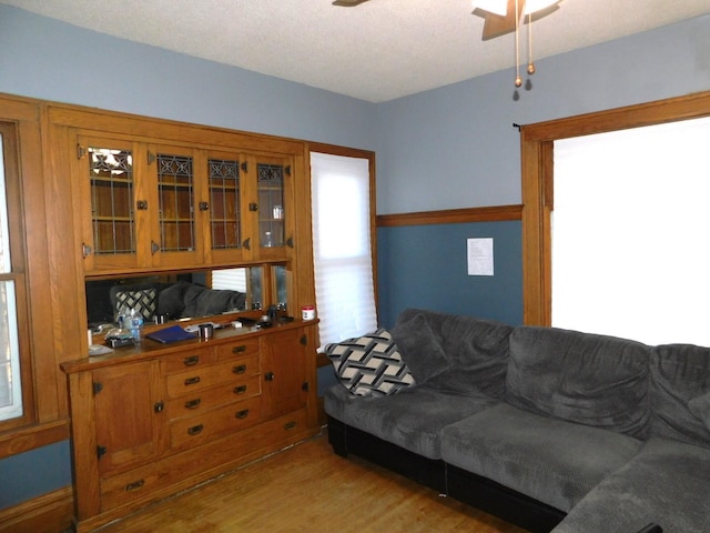 living room with light wood-type flooring