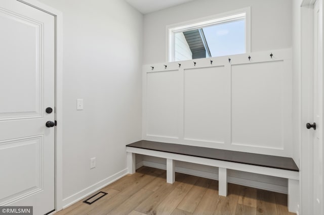 mudroom featuring light wood-type flooring