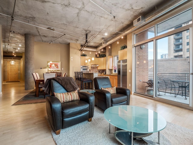 living room featuring light hardwood / wood-style floors