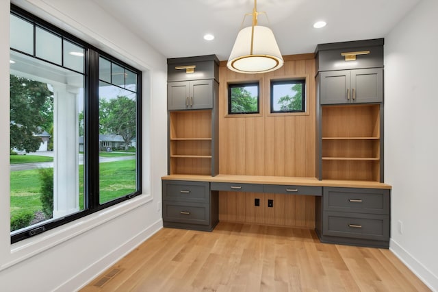 4023 Beard Ave S, Minneapolis, MN 55410 - unfurnished office with built in desk, light wood-style flooring, and recessed lighting