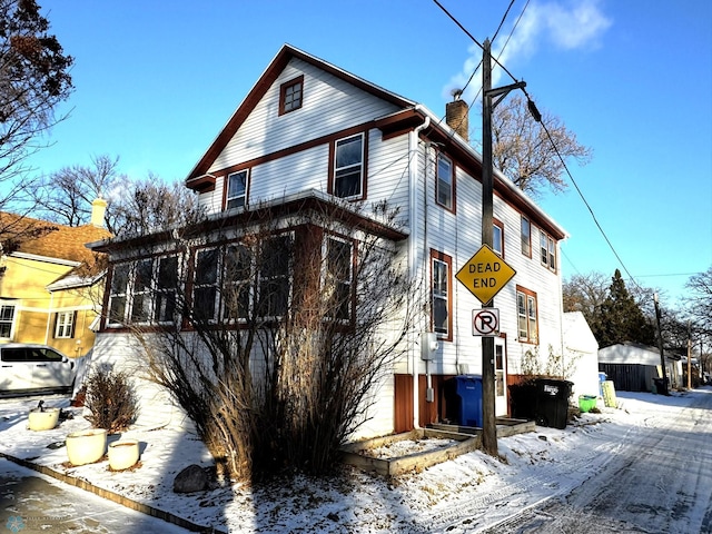 view of snow covered exterior