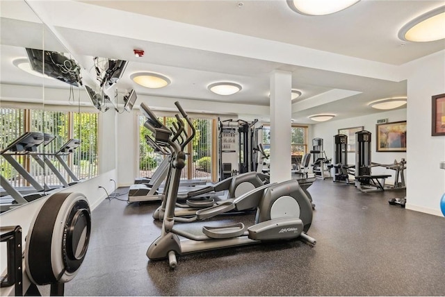 exercise room with plenty of natural light