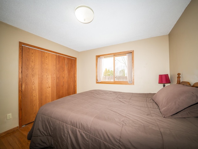 bedroom featuring a closet and wood-type flooring