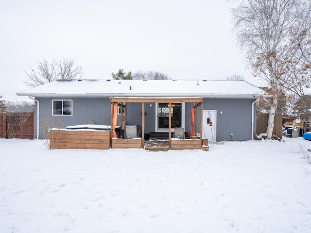 view of snow covered property