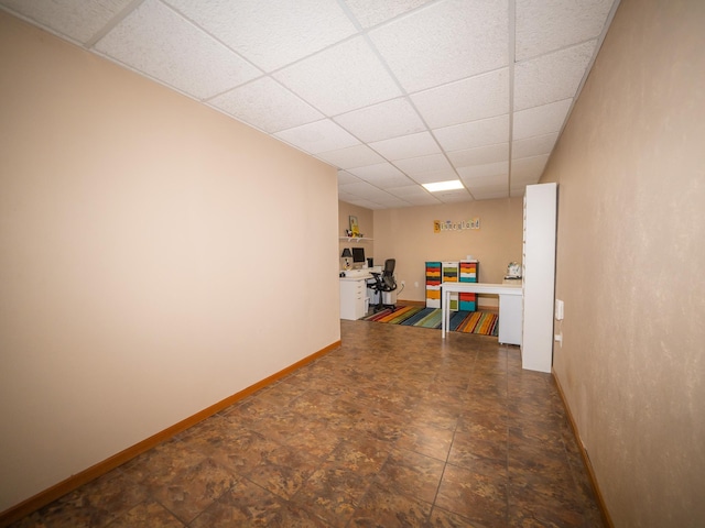 game room featuring a drop ceiling