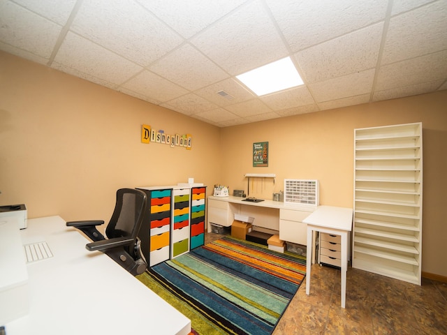 office area featuring a paneled ceiling