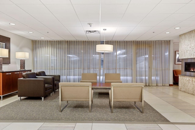 dining room featuring light tile patterned flooring