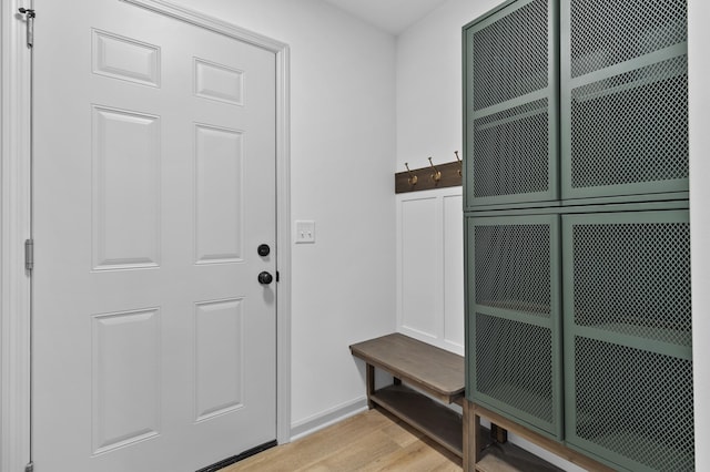 mudroom with light wood-type flooring