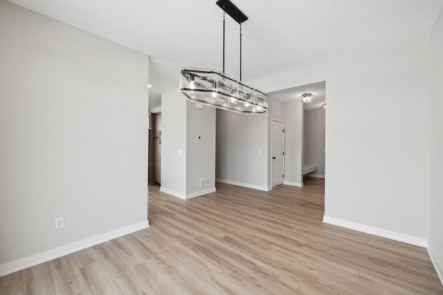 unfurnished dining area featuring light hardwood / wood-style flooring