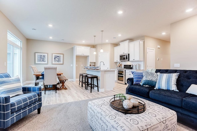 living room featuring light hardwood / wood-style flooring