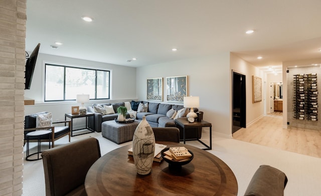 living room with light hardwood / wood-style floors