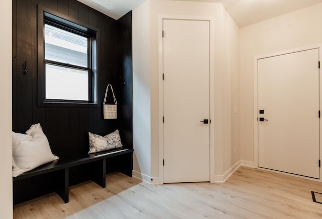 foyer with light wood-type flooring