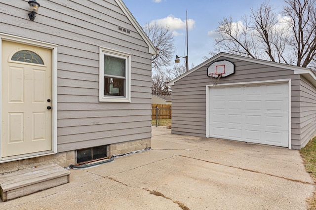 view of garage