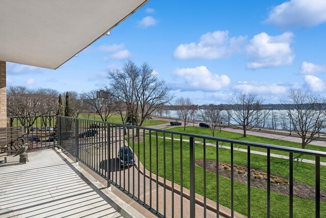 balcony with a water view