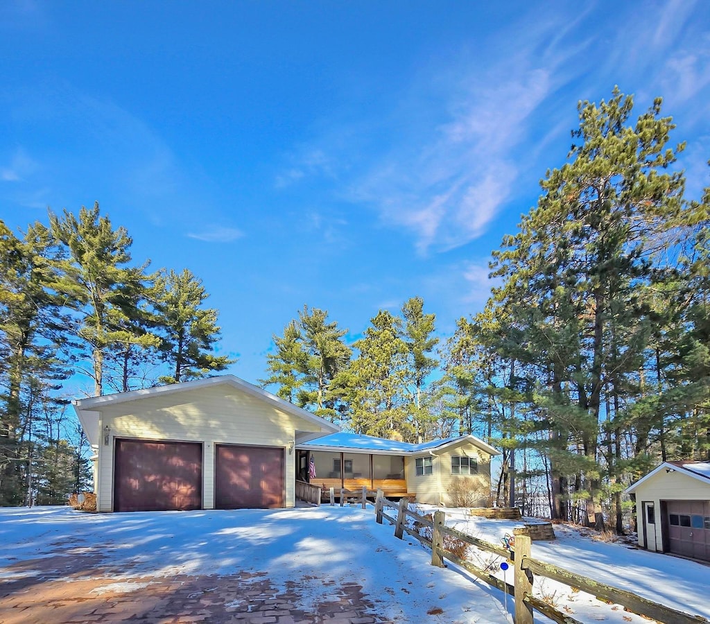 view of snow covered front of house