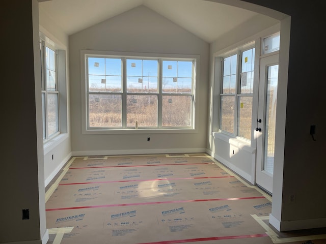 interior space with vaulted ceiling