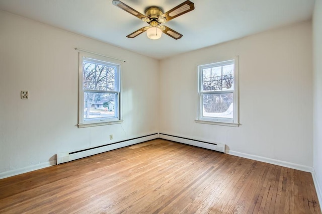 empty room featuring hardwood / wood-style flooring and ceiling fan